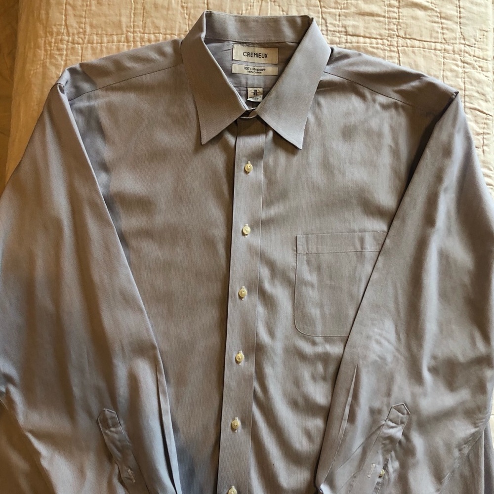 Cremieux Men’s Long Sleeve Dress Shirt-Blue 18/35